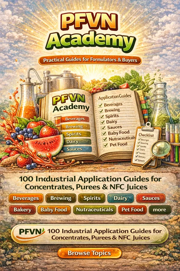 PFVN Academy: industrial application guides for juice concentrates, aseptic purees, and NFC juices